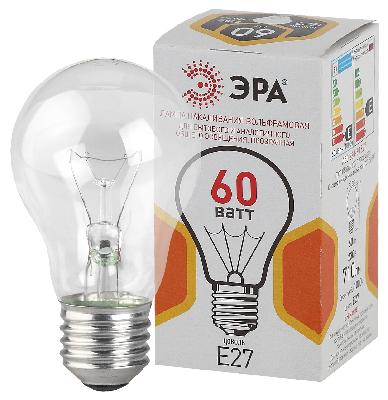 Лампочка ЭРА A50 60Вт Е27 / E27 230В груша прозрачная цветная упаковка