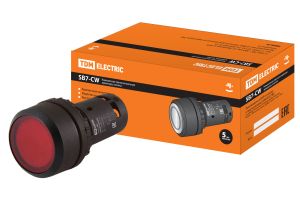 Кнопка SB7-CW3465 с возвратом, 1НО+1НЗ, d22 мм, с подсветкой 24 В LED, красная, IP54 TDM
